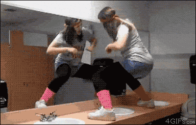 Dancing-bathroom-counter